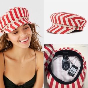 NWT BRIXTON FIDDLER HAT ROADSTER RED & WHITE STRIPES